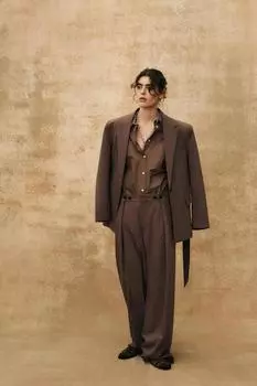 Рубашка из габардина большого размера ZARA, цвет Toffee