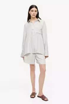 Рубашка из габардина из смесового шелка H&M, бежевый