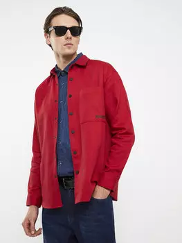 Рубашка из габардина обычного кроя с длинными рукавами LCW Casual