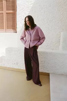 Рубашка из габардина с карманом ZARA, мел розовый