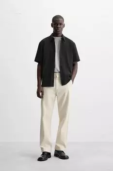 Рубашка из геометрического жаккардового узора ZARA, черный