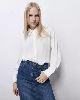 Рубашка из гладкого атласа Sfera, белый