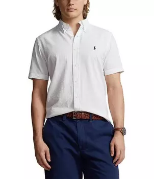 Рубашка из хлопчатобумажной ткани классического кроя Polo Ralph Lauren с короткими рукавами, белый