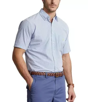Рубашка из хлопчатобумажной ткани с короткими рукавами Polo Ralph Lauren Big & Tall, синий