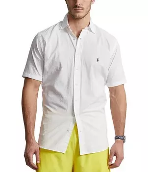 Рубашка из хлопчатобумажной ткани с короткими рукавами Polo Ralph Lauren Big & Tall, белый