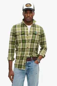 Рубашка из хлопчатобумажной ткани в клетку Superdry, зеленый