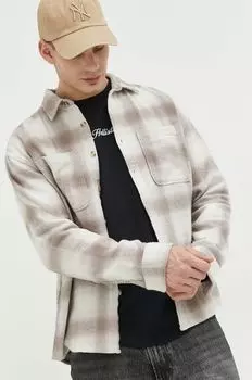 Рубашка из хлопка Abercrombie & Fitch, бежевый