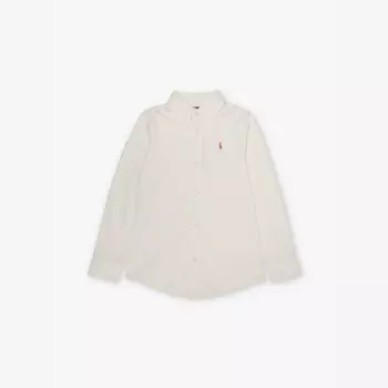 Рубашка из хлопка для мальчиков с вышитым логотипом на пуговицах Polo Ralph Lauren, белый