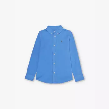 Рубашка из хлопка для мальчиков с вышитым логотипом на пуговицах Polo Ralph Lauren, синий