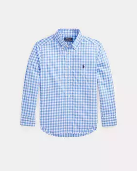 Рубашка из хлопка для мальчиков в клетку Polo Ralph Lauren, голубой