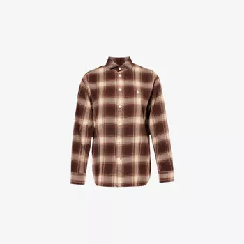Рубашка из хлопка и фланели в клетку с вышитым логотипом Polo Ralph Lauren, коричневый