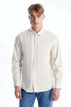 Рубашка из хлопка и льна LC WAIKIKI, бледно-желтый