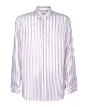 Рубашка из хлопка и льна с длинными рукавами Lardini, белый