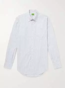 Рубашка из хлопка и поплина в клетку с воротником на пуговицах SID MASHBURN, синий