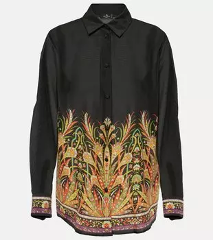 Рубашка из хлопка и шелка с принтом Etro, черный