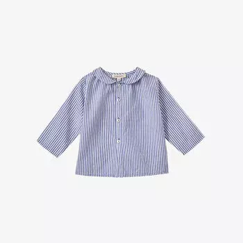 Рубашка из хлопка и вуали в полоску с алоэ 6 месяцев - 12 лет Caramel, синий