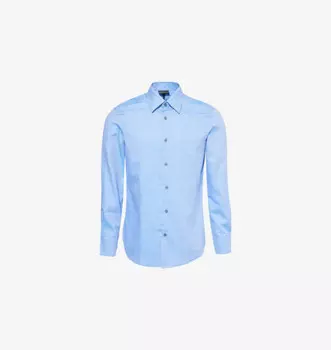 Рубашка из хлопка классического кроя с логотипом Emporio Armani, синий