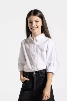 Рубашка из хлопка крокодила для детей Coccodrillo, белый