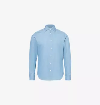 Рубашка из хлопка облегающего кроя с закругленным подолом Paul Smith, синий