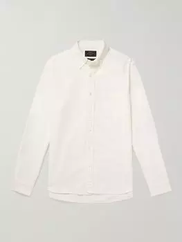 Рубашка из хлопка Оксфорд с воротником на пуговицах BEAMS PLUS, кремовый