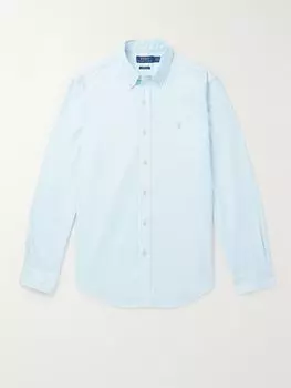 Рубашка из хлопка Оксфорд с застежкой на пуговицы и вышитым логотипом POLO RALPH LAUREN, синий