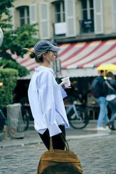 Рубашка из хлопка оксфорд ZARA, светло-голубой