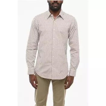 Рубашка из хлопка Popeline с тентовым узором Dries Van Noten, Brown