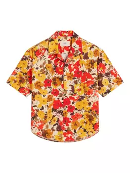 Рубашка из хлопка с цветочным принтом AMI Paris, зеленый