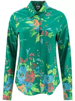 Рубашка из хлопка с цветочным принтом ASPESI, зеленый