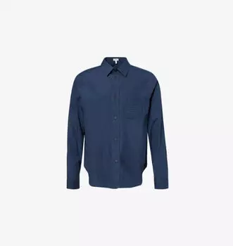 Рубашка из хлопка с длинными рукавами и вышитым карманом Loewe, синий