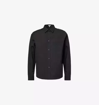 Рубашка из хлопка с длинными рукавами и фирменной вышивкой, накладными карманами Loewe, черный