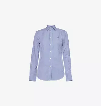 Рубашка из хлопка с длинными рукавами и фирменной вышивкой Polo Ralph Lauren, мультиколор