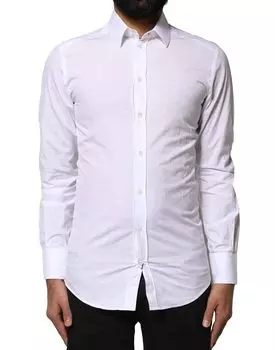 Рубашка из хлопка с длинными рукавами из белого золота Dolce & Gabbana