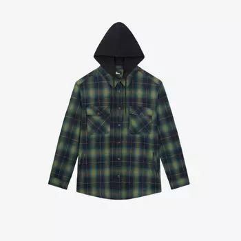 Рубашка из хлопка с капюшоном в клетку The Kooples, черный