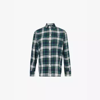 Рубашка из хлопка с клетчатым принтом и текстурой фланели Polo Ralph Lauren, синий