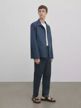 Рубашка из хлопка с кнопками -studio Massimo Dutti, синий