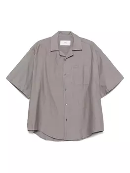 Рубашка из хлопка с коротким рукавом AMI Paris, серый