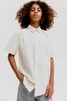 Рубашка из хлопка с короткими рукавами H&M, белый