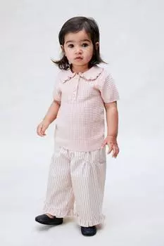 Рубашка из хлопка с косичной вязкой H&M, розовый