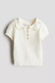 Рубашка из хлопка с косичной вязкой H&M, бежевый