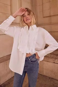 Рубашка из хлопка с нагрудником Mint Velvet, белый