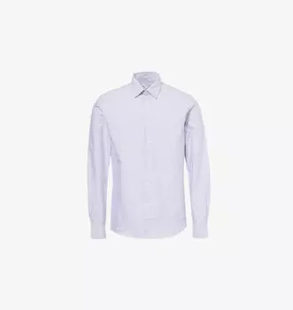 Рубашка из хлопка с полосатым узором и воротником-стойкой Sunspel, белый