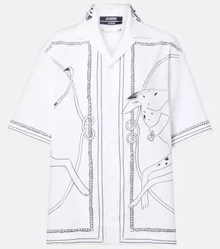 Рубашка из хлопка с принтом Chemise Jean Jacquemus, Print Dog White/Black