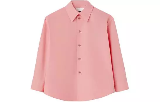 Рубашка из хлопка с прямым воротником JIL SANDER, розовый