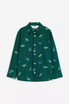 Рубашка из хлопка с рисунком H&M, зеленый