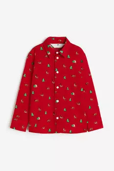 Рубашка из хлопка с рисунком H&M, красный