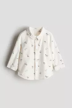 Рубашка из хлопка с рисунком H&M, белый