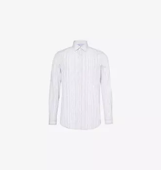 Рубашка из хлопка с широким воротником, приталенная Paul Smith, белый