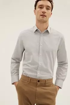 Рубашка из хлопка с тиснением Marks & Spencer, серый
