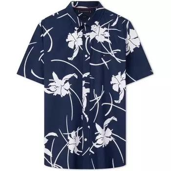 Рубашка из хлопка с тропическим принтом Tommy Hilfiger, зеленый